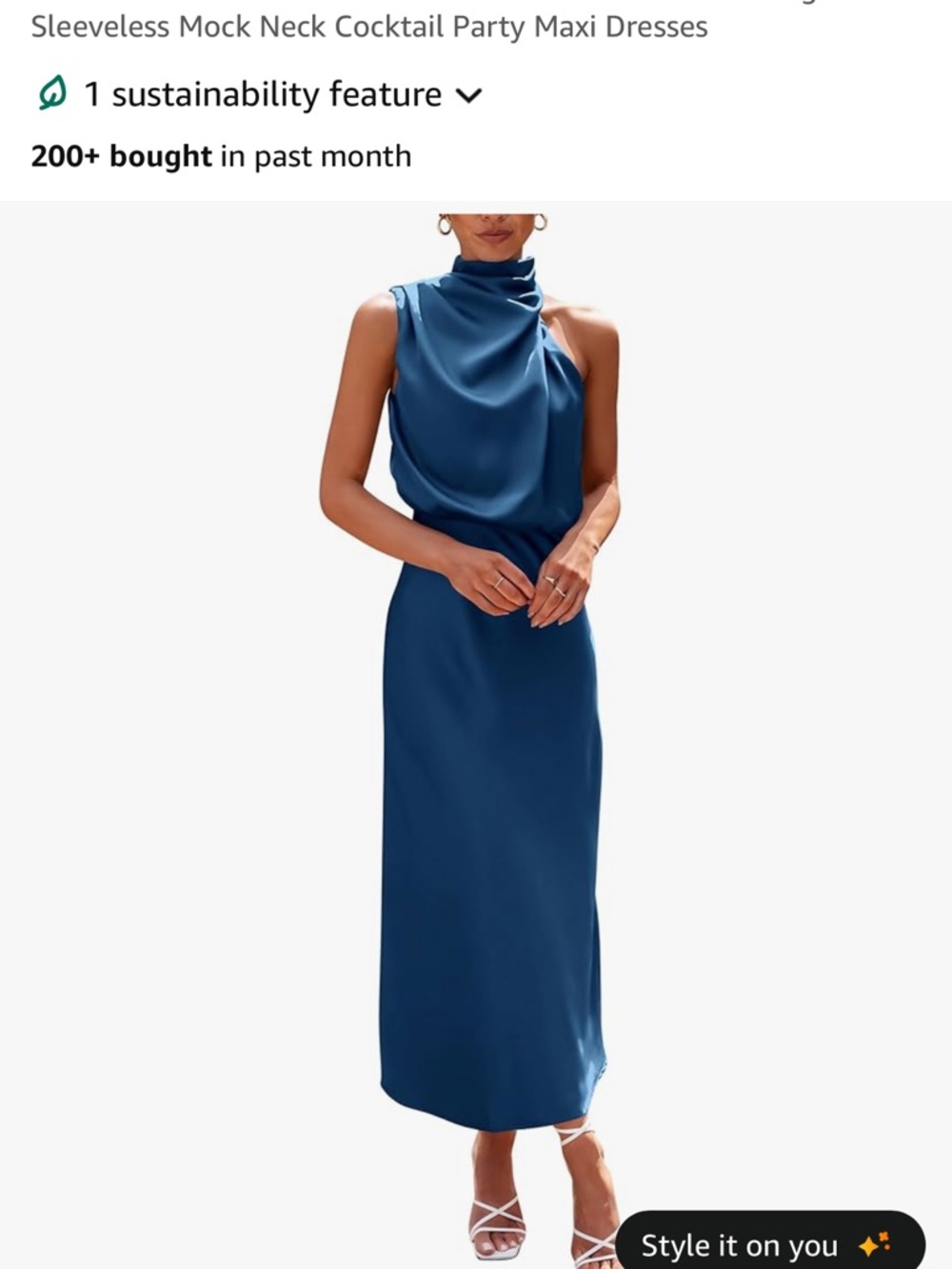 Sleeveless Mock Neck Maxi Dress in Deep Blue